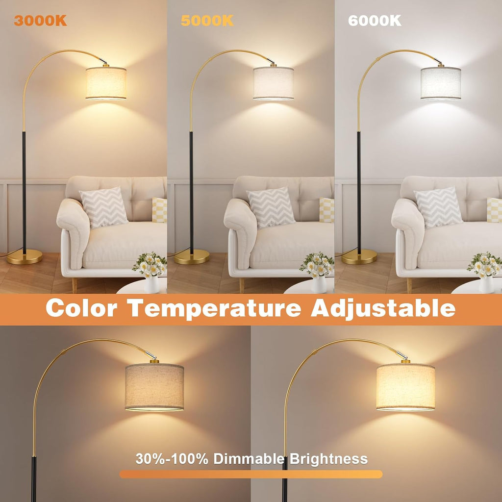 Ambimall Dimmable Arc Floor Lamp with Remote, Color Temperatures and Brightness Adjustable, Arched Floor Lamp with Rotating Head, Over…