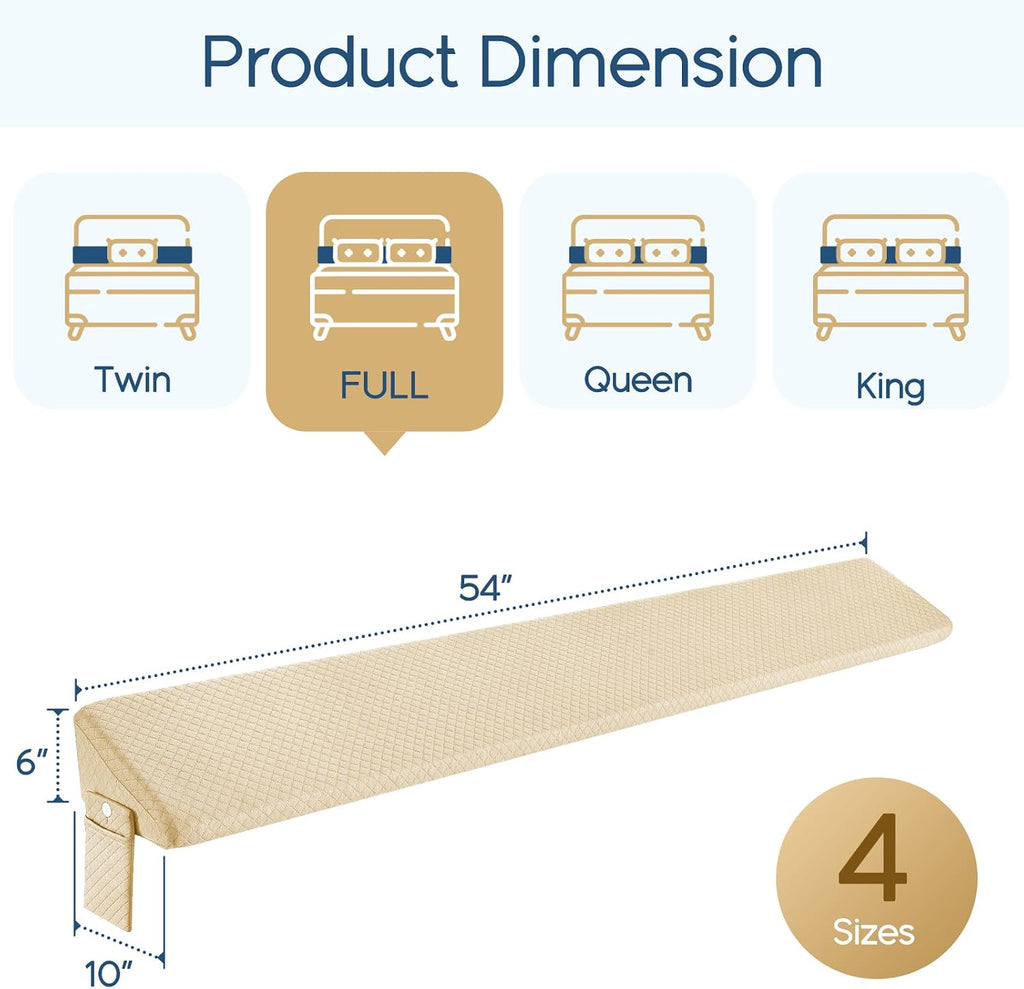 Homemate Full Size(54"x10"x6") Bed Wedge Pillow for Headboard - Upgraded Bed Gap Filler Full Between Mattress and Headboard - Pillow…