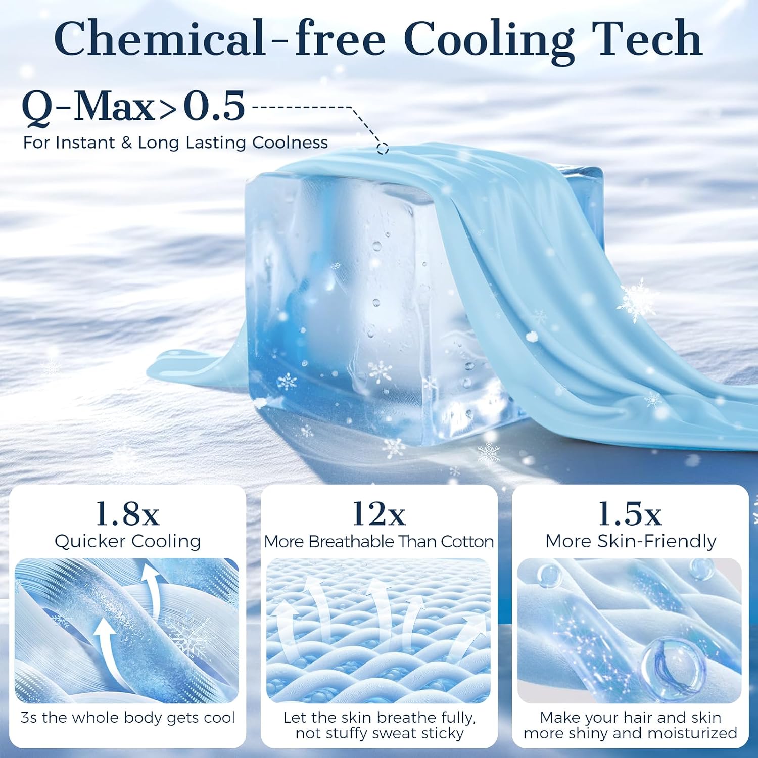 Cooling Pillow Cases 2 Pack King Size Cooling Pillowcases for Hot Sleeper Q-Max>0.5, Hydrates Skin & Hair, Reduces Wrinkles & Frizz, Soft…