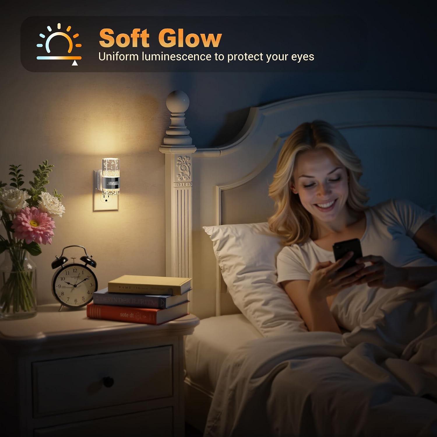 JandCase Motion Sensor Night Light, Dimmable Night Lights Plug Into Wall, 3000k Soft White Night-Lights with 0-100Lm Adjustable…