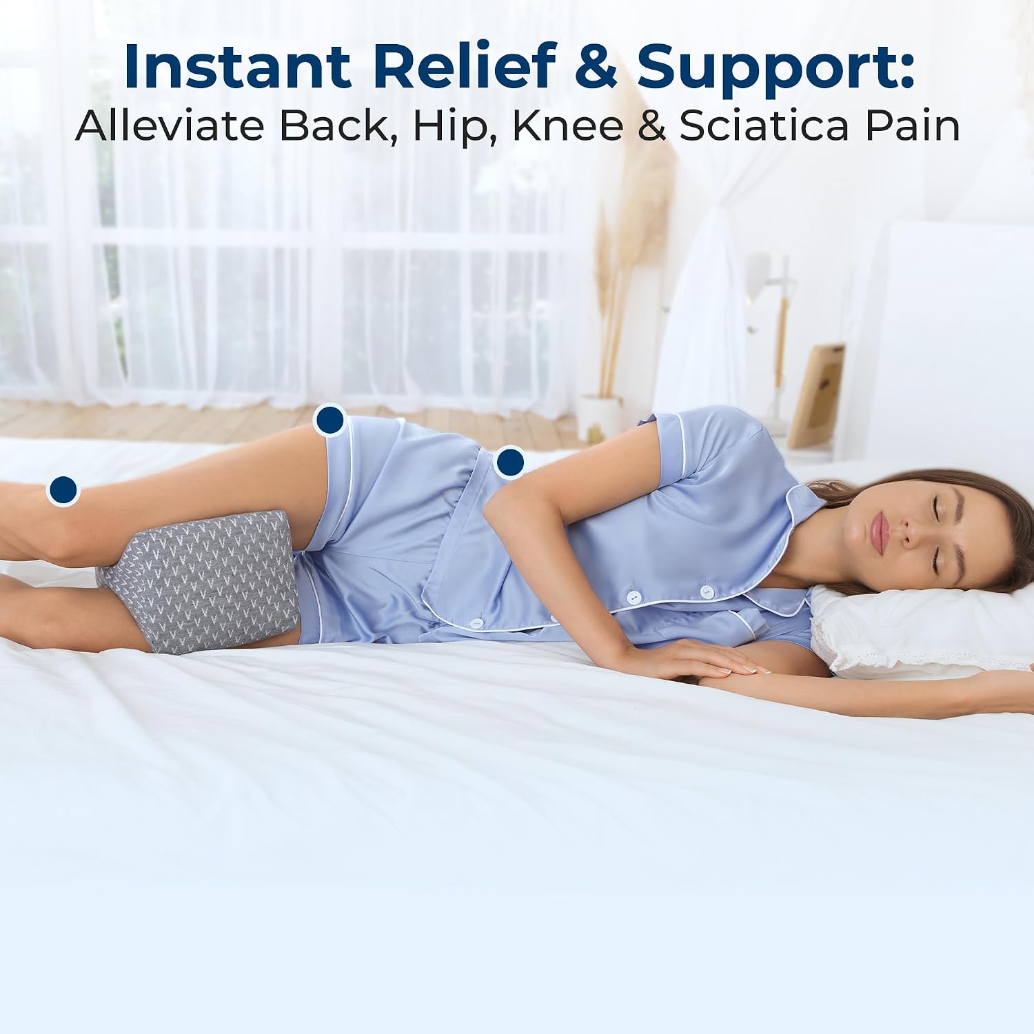 5Starsunited 5 STARS UNITED Large Knee Pillow for Side Sleepers - Hip, Memory Foam Leg Cushion for Side Sleeping - Between Legs Pillow for…