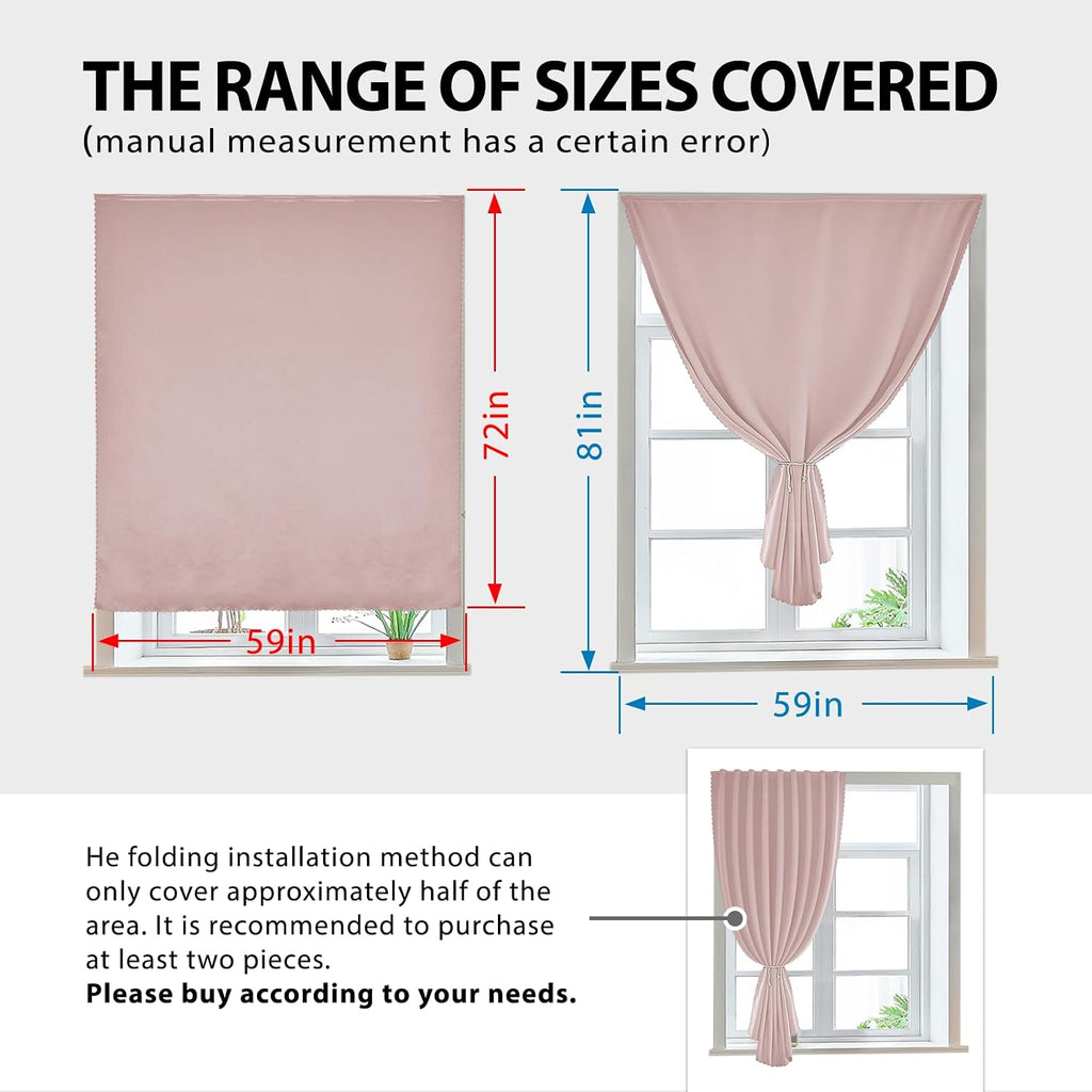Jilron Autohesion Curtains for Windows, Bedroom Blackout Curtains for - Thermal Lnsulated No Drill Curtains Room Darkening Black Small Drape…