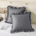 KKJIAF Ruffle Pillow Cases 24x24 Inches, Grey Square Ruffled Pillow Covers Set of 2, Microfiber Wrinkle Resistant Pillow Shams with…