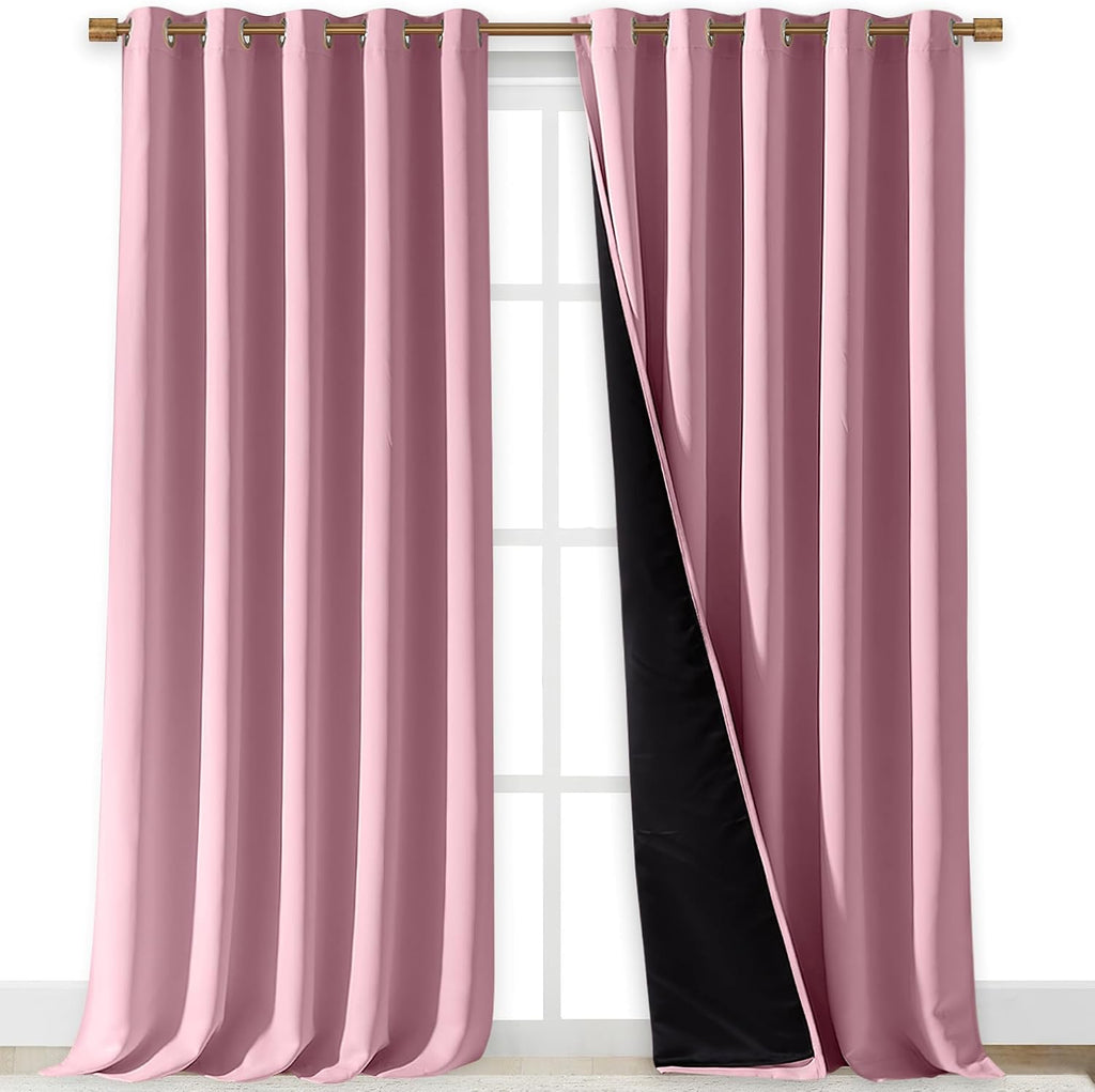 Nicetown 100% Blackout Blinds, Laundry Room Decor Window Treatment Curtains for Large Patio Sliding Door, Thermal Insulated Crystal Pink Cu…