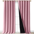 Nicetown 100% Blackout Blinds, Laundry Room Decor Window Treatment Curtains for Large Patio Sliding Door, Thermal Insulated Crystal Pink Cu…