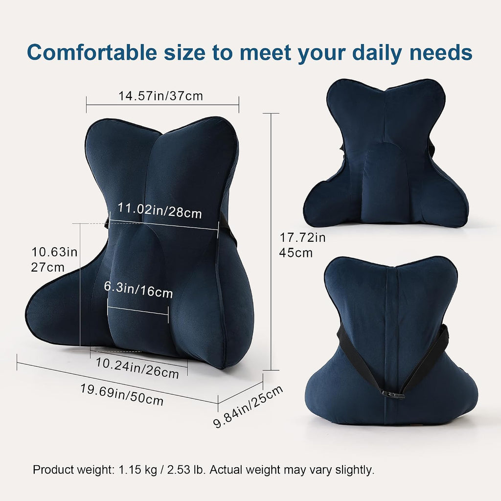 Lumbar Support Pillow(Pat. Pend) – Multi-Functional Ergonomic Back Cushion for Office Chair, Car Seat & Sofa, Reading Pillow with Firm…