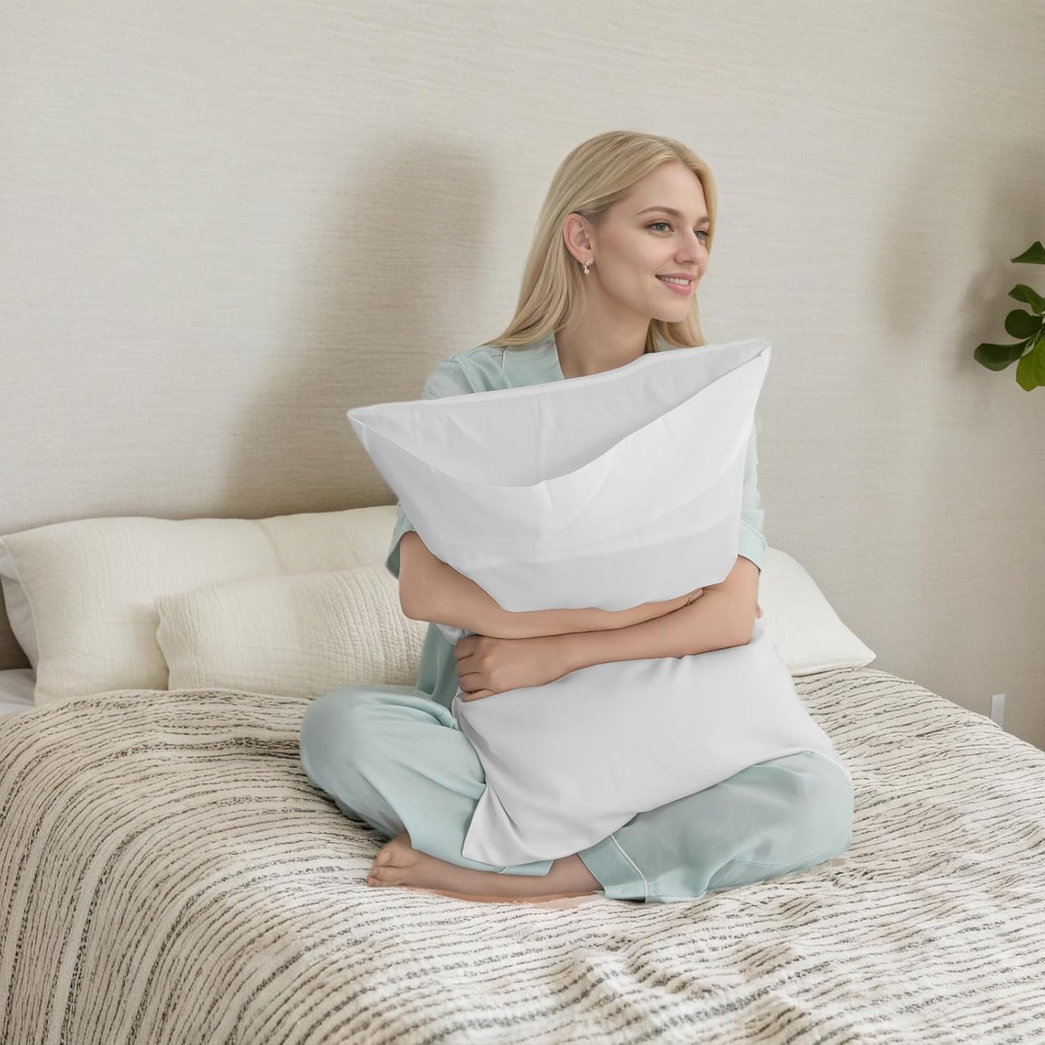TELUS Pillow Cases Standard Size 2 Pack, Bamboo Rayon & Lyocell Pillowcase with Envelope Closure, Cooling Breathable Pillow Cover for Hot…