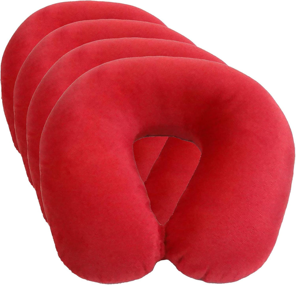 WorldsBest Wolf Essentials Neck Pillow Adult Cozy Soft Microfiber, Red (Pack of 4) Red