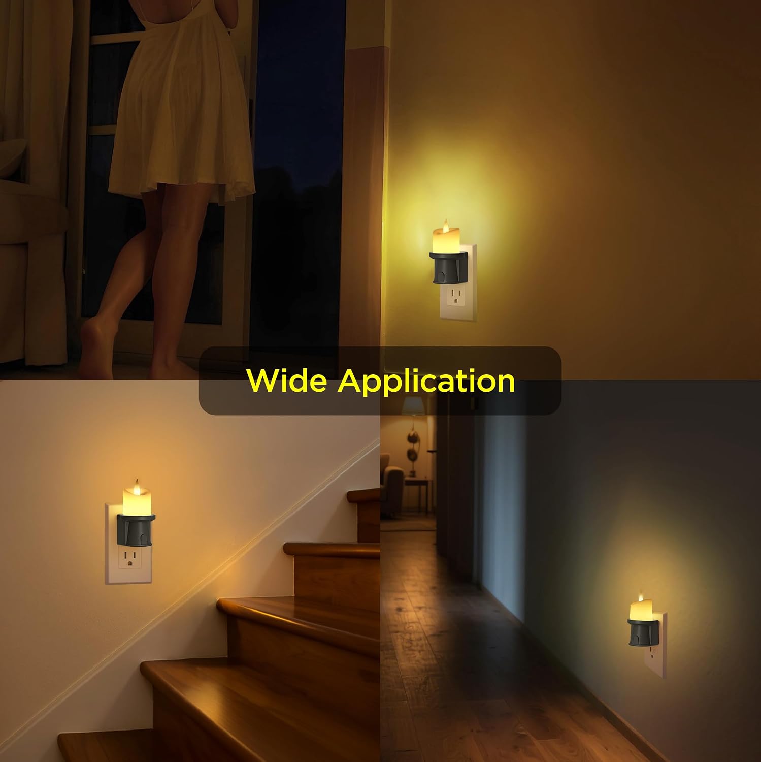 2-in-1 Plug in Night Light (1 Pack) - Dual Mode: Sensor & Remote Control - Modern Farmhouse Black Candle Wall Sconce for Industrial…