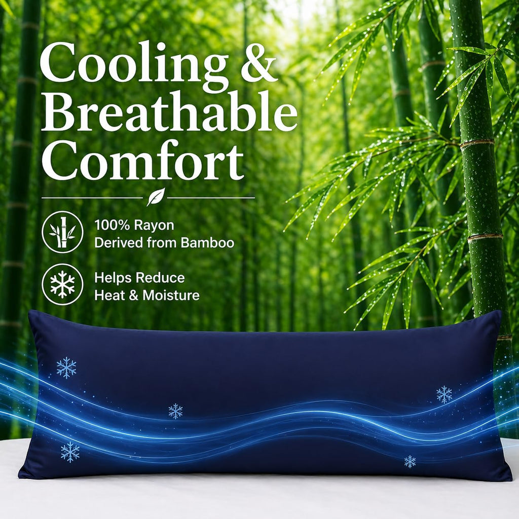 Evolive 100% Rayon Derived from Bamboo Cooling Breathable Body Pillow Cover/Pillowcases 21x54 inches with Hidden Zipper Closure (Navy, 21“X…