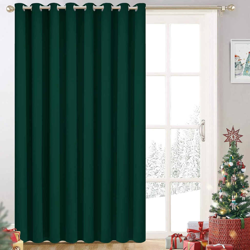 Yakamok Blackout Extra Wide Thermal Insulated Curtains, Total Shade Patio Door Curtain, Full Light Shading Sliding Door Room Divider for…