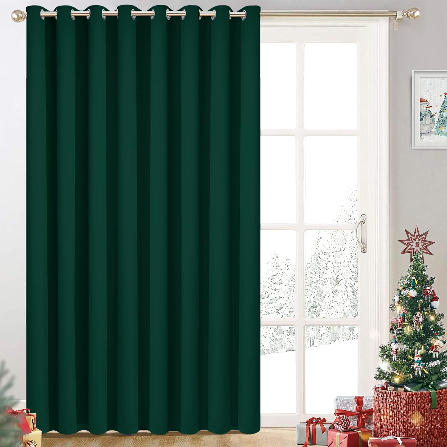 Yakamok Blackout Extra Wide Thermal Insulated Curtains, Total Shade Patio Door Curtain, Full Light Shading Sliding Door Room Divider for…
