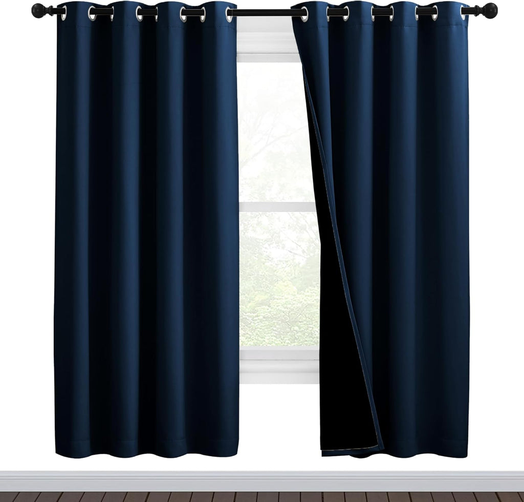 Nicetown Moroccan Blue Full Shade Curtain Panels, Pair of Thermal Insulated & Energy Efficiency Blackout Drapes for Living Room Windows, Li…