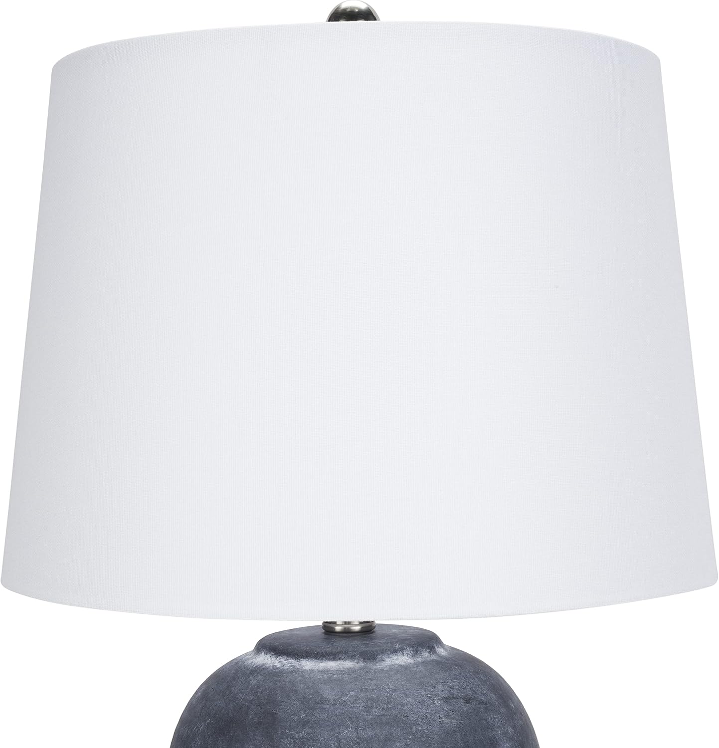 Nourison Home 23" Black Vintage Distressed Ceramic Pot Table Lamp for Bedroom, Living Room, End Table, with White Tapered Drum Shade