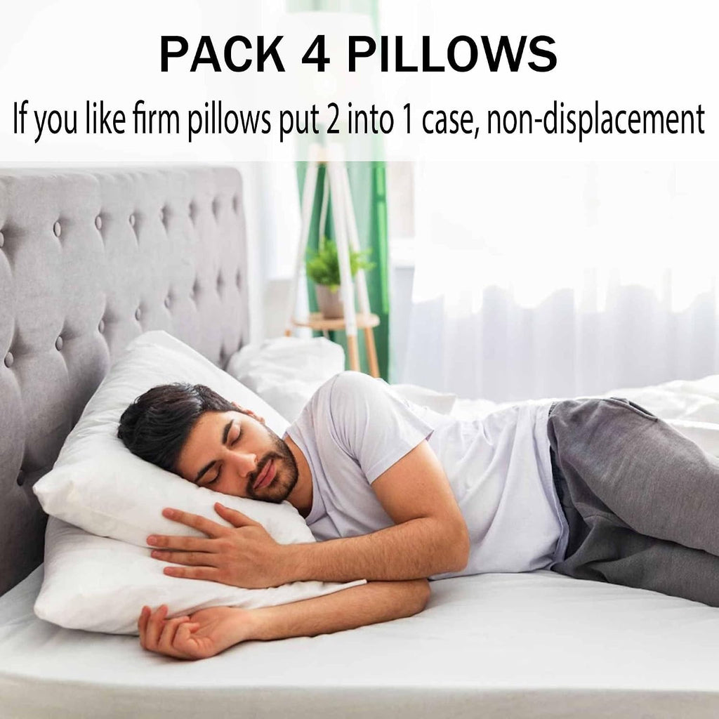 Acteb Medium Support Bed Pillows Standard Size Set of 4 Pack for Sleeping 20"x26", Hypoallergenic Skin Friendly Down Alternative Filling…