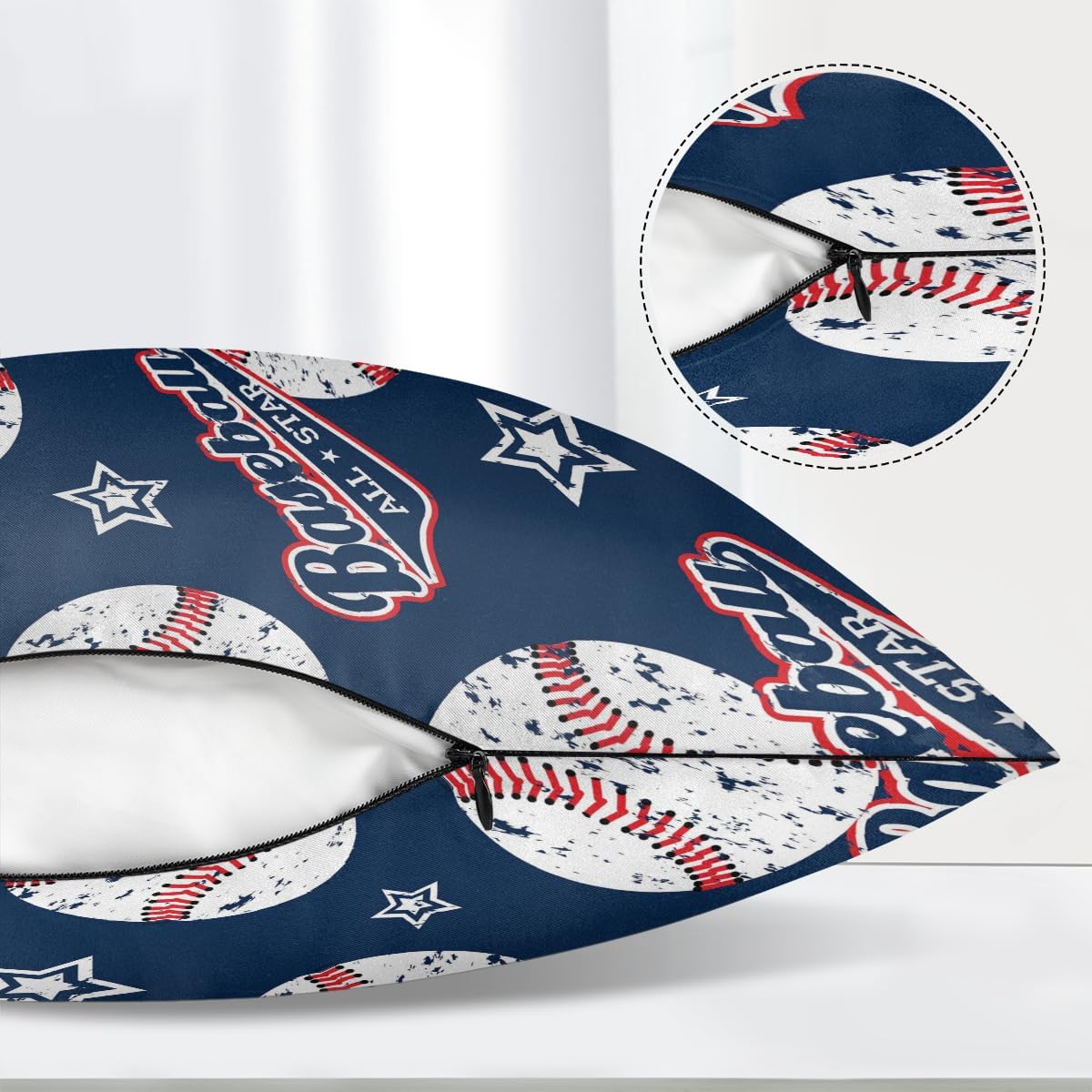 Sports Baseball Body Pillow Covers Decorative Soft Bedding Satin Pillowcase with Zipper Closure Cooling Breathable Long Pillow Case-21"x 54"