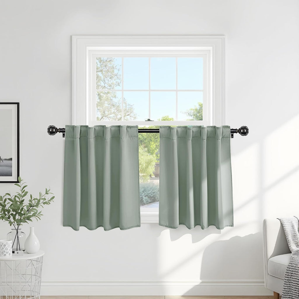 Ponydance Pony Dance Short Blacout Curtain Panels for Basement, Small Curtains for Bathroom, Thermal Insulated Tiers for Basement, 34x30 In…