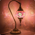 Yarra-Decor Turkish Moroccan Lamp with Bronze Base 3 Color Options Handmade Swan Neck Tiffany Mosaic Glass Bedside Lamps for Bedroom (LED…