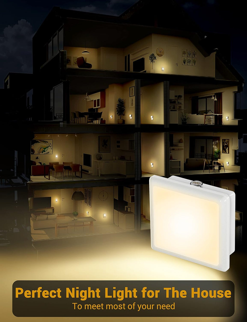 JandCase Night Lights Plug into Wall 2 Pack, Plug in Night Light with Dusk-to-Dawn Light Sensor, 3000K Soft White 0.3W, LED Nightlight…
