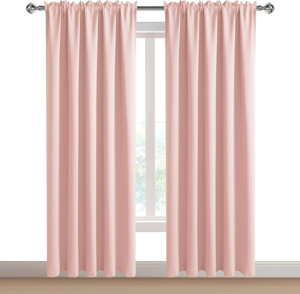 DWCN Blackout Curtains for Living Room Thermal Insulated, Energy Saving & Noise Reducing Bedroom Curtains, Blush Pink, W 70x L 84 Inch…