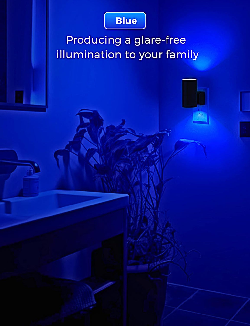 L LOHAS LED Calm Blue Night Light, Night Lights Plug into Wall, Dimmable Nightlight with Light Sensor, LED Nightlights for Bluey Home…