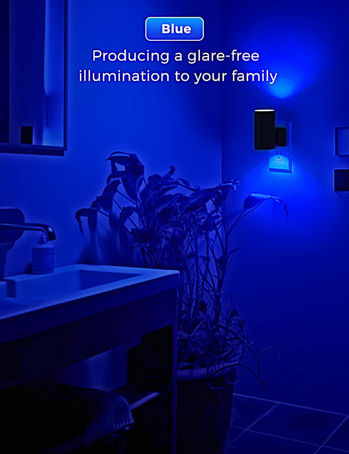 L LOHAS LED Calm Blue Night Light, Night Lights Plug into Wall, Dimmable Nightlight with Light Sensor, LED Nightlights for Bluey Home…