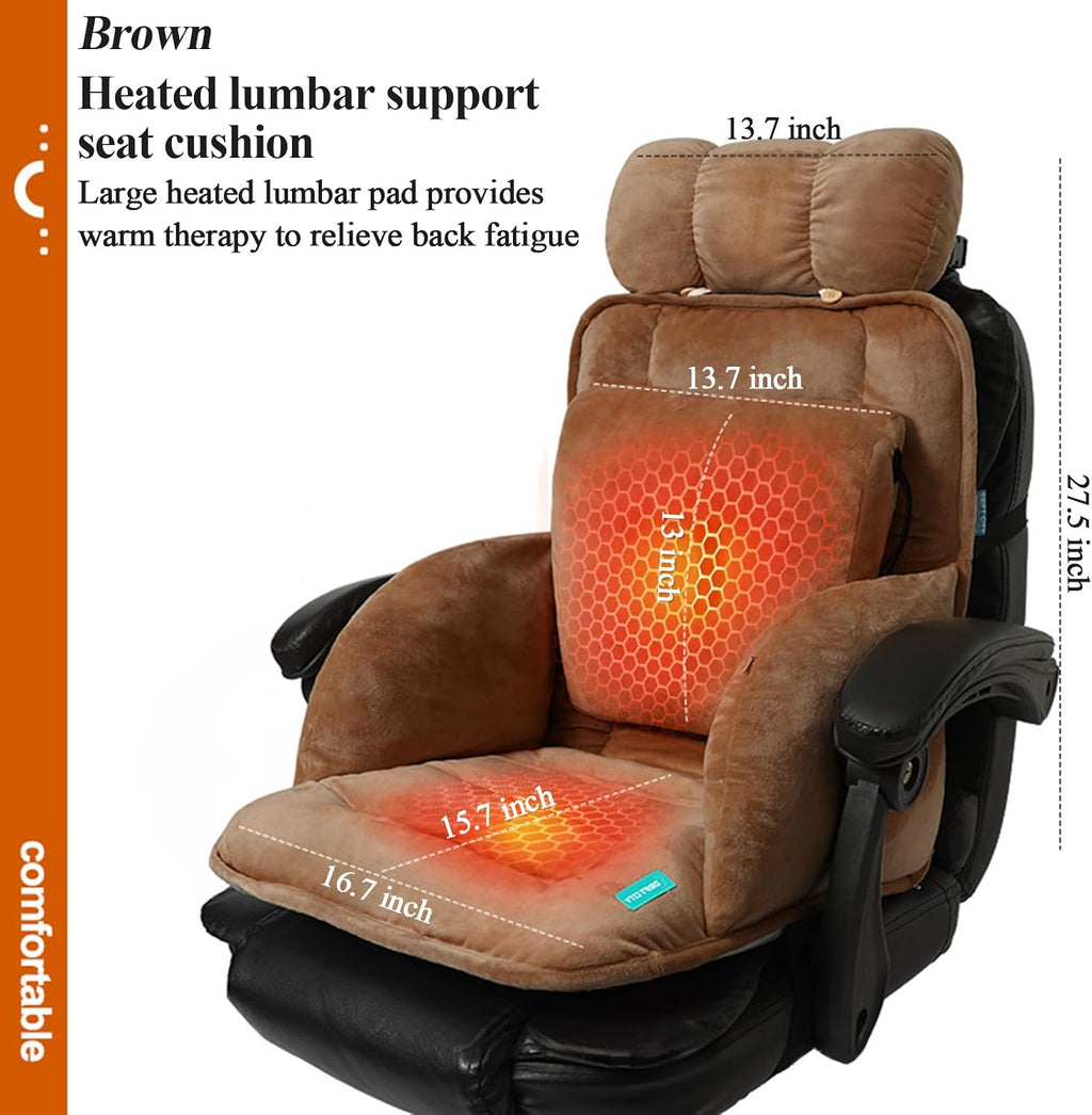 Generic USB Heated Seat Cushion, Lumbar Support Heated Seat Pad with Armrest for Office Chair, Ajustable Backrest Warm Pillow for Long…