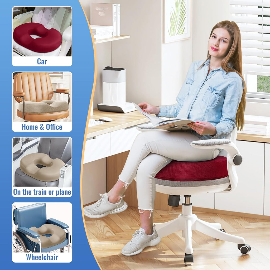 CloudBliss Donut Pillow Seat Cushion Chair Pad for Tailbone and Hemorrhoids, Memory Foam Seat Chair Cushion for Men and Women for Home & Of…