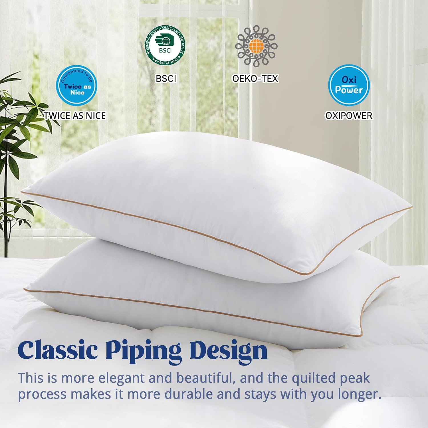 Puredown ® Goose Feather Down Pillows Queen Size Set of 2, Fluffy Bed Pillow for Sleeping with 100% Cotton Cover, Medium Firm Luxury Hotel…