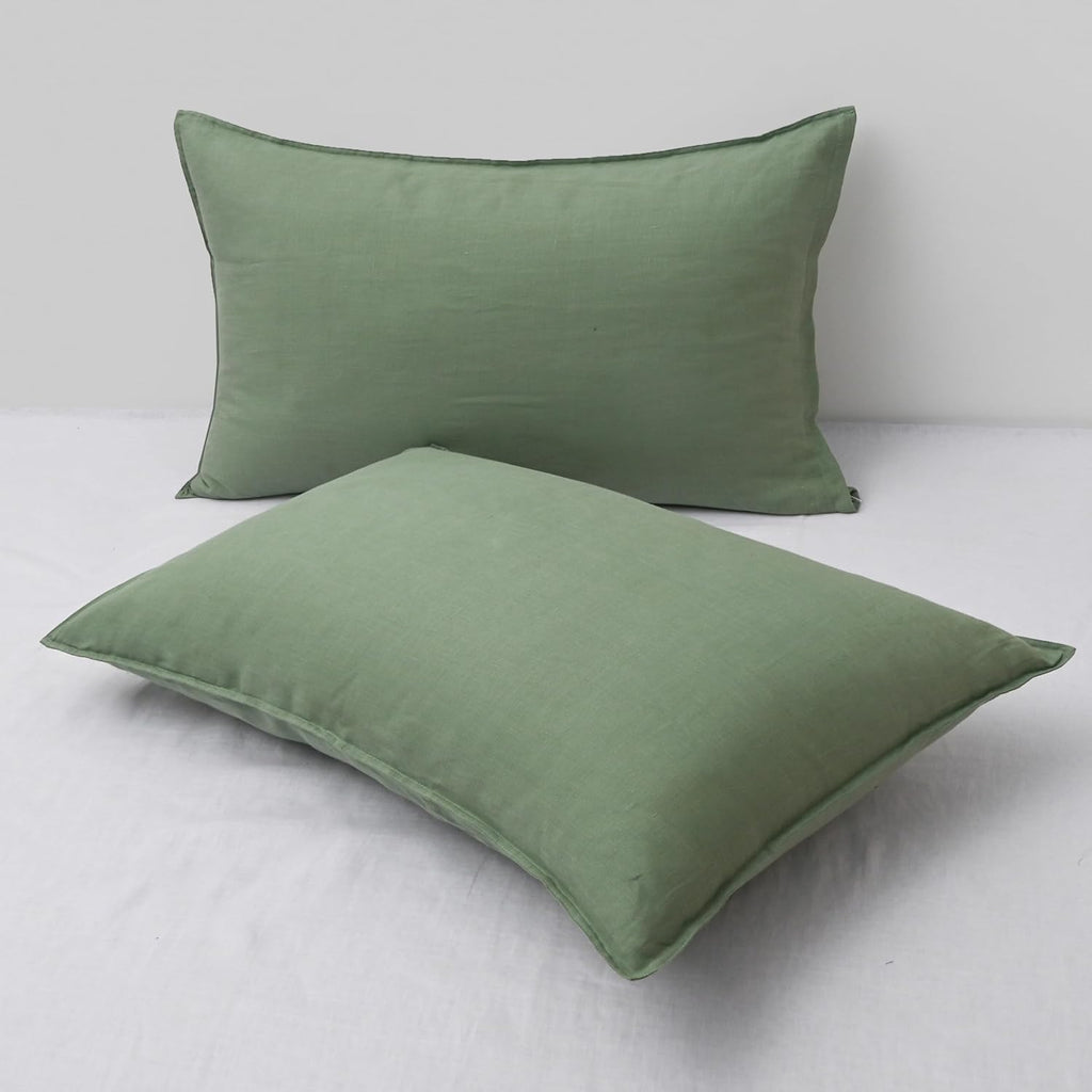Chuffed Linen Pillowcases 2 Pack 100% Linen Standard Pillow Cases, Breathable and Cooling Washed Pillowshams with Zipper Closure, 20x36 Inc…