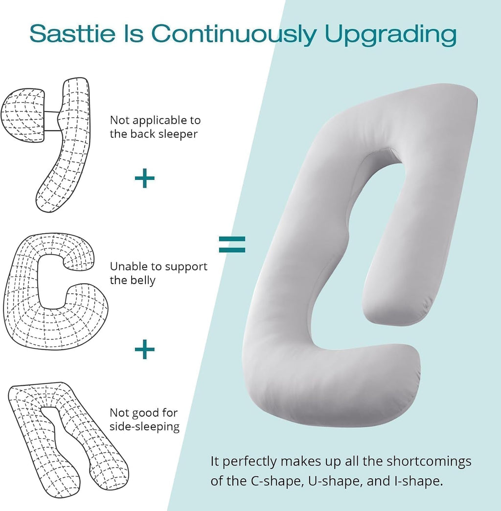 Sasttie Cooling Pregnancy Pillows for Sleeping, U Shaped Full Body Pillow with Removable Cover, Pregnant Women Must Haves, Maternity Essent…