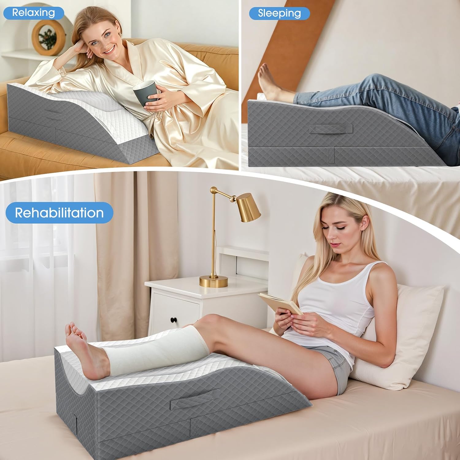 TranquilRelax TranquilRelax Leg Pillow, Leg Elevation Pillow with Pad and Memory Foam, Height Adjustable Bolster Pillow for Legs, Le…