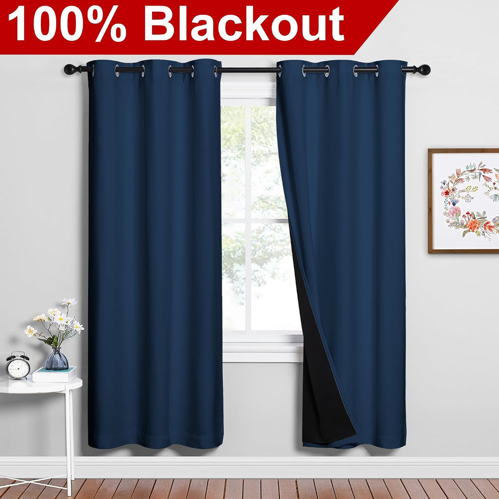 Nicetown Moroccan Blue Full Shade Curtain Panels, Pair of Energy Smart & Noise Blocking Out Blackout Drapes for Dining Room Window, Thermal…