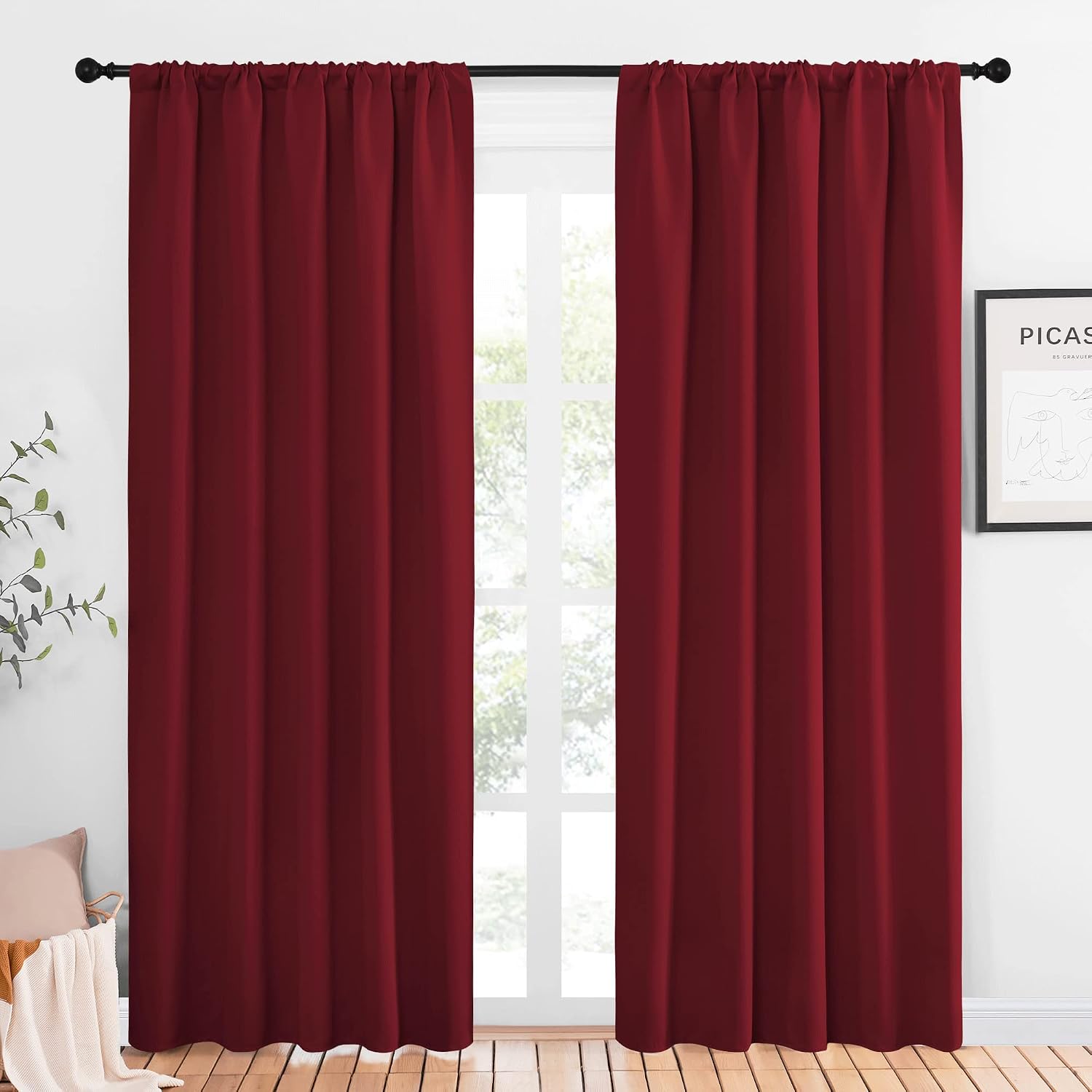 NICETOWN Living Room Curtains for Window - Energy Efficient & Noise Reducing Thermal Insulated Rod Pocket Blackout Drapes/Draperies for…