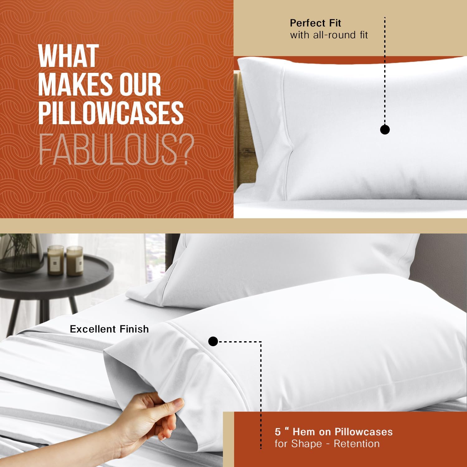 TEXAS LINEN CO. 100% Egyptian Cotton Queen Size Pillow Cases Set of 4 - Luxury Texan Talkin' Collection 600 Series Queen/Standard…