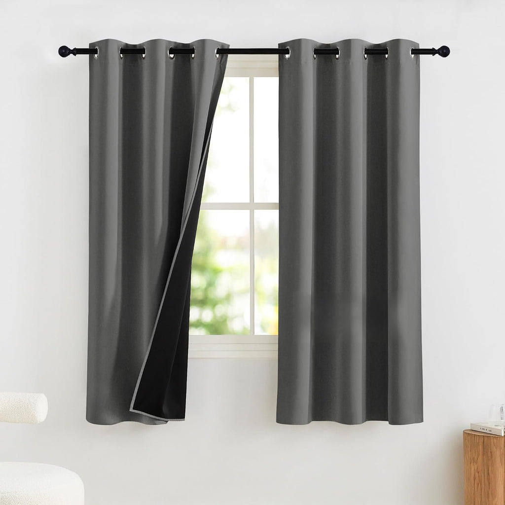 NICETOWN 100% Blackout Curtains for Bedroom 63 Inches Long, Grommet Top Living Room Drapes, Thermal Insulated Blackout Short Curtains 2…