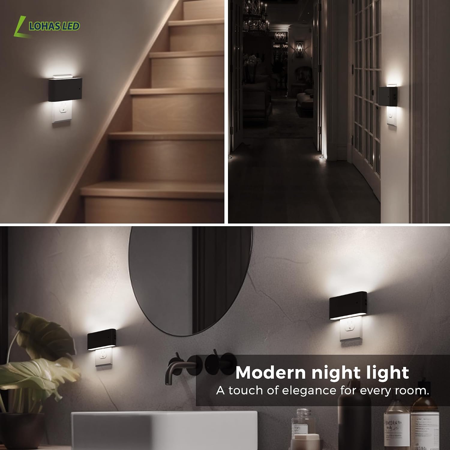 Llohasled L LOHAS LED Night Light, Dimmable Modern LED Night Lights Plug into Wall, Dusk to Dawn Sensor Night Lights for Kid, 0-100LM 5000K…