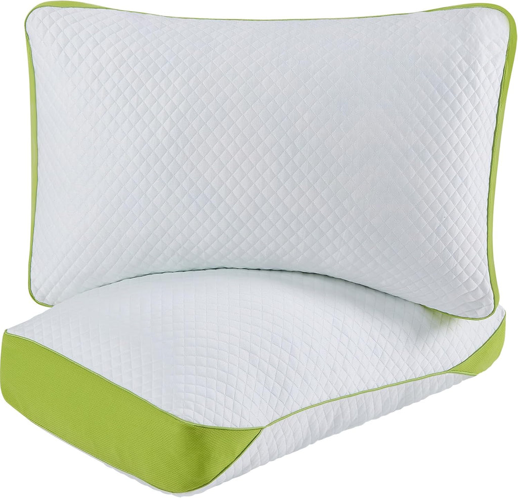 Luxury Hotel Cooling Pillow for Sleeping, Medium Firm Shredded Memory Foam Pillows Queen Size Set of 2, with Zipper Adjustable Supportive