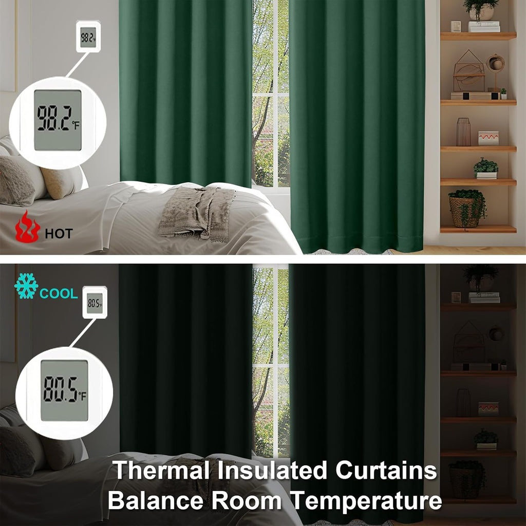Simplebrand Ava Blackout Curtains for Patio 108 Inches Long 2 Panels Set, Solid Thermal Insulated Room Darkening Rod Pocket Window Treatmen…