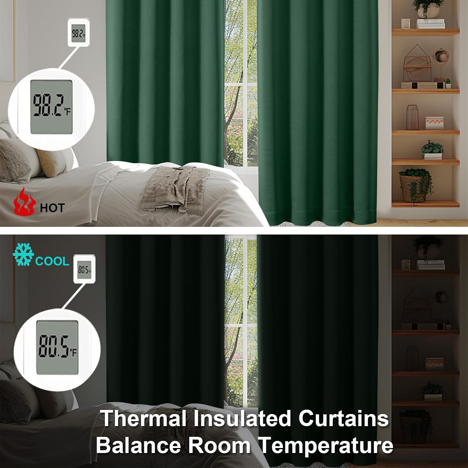 Simplebrand Ava Blackout Curtains for Patio 108 Inches Long 2 Panels Set, Solid Thermal Insulated Room Darkening Rod Pocket Window Treatmen…