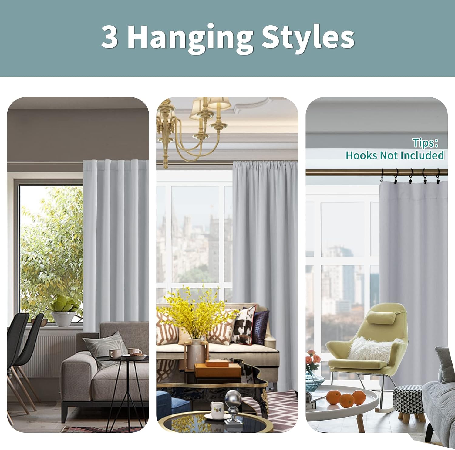 BGment Light Grey 100% Blackout Curtains 84 Inches Long with Reducing Noise Liner, Rod Pocket and Back Tab Double Layer Full Room…