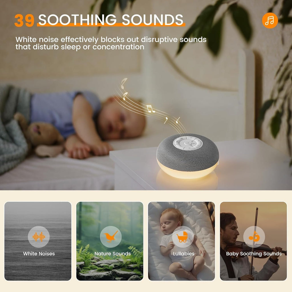 yewei YEVIK Portable Sound Machine for Baby, Soothing Sleep Assistant with 39 Sounds & Night Light for Nursery, Travel, Kids & Adults (USB-…