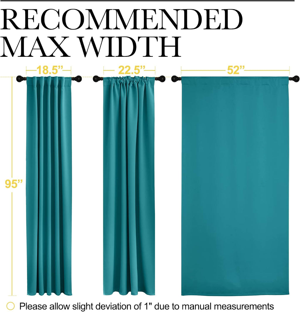 Nicetown Living Room Darkening Curtain Panels - (Peacock Teal Color) W52 x L95, 2 PCs, Back Tab/Rod Pocket Room Darkening Window Treatment…