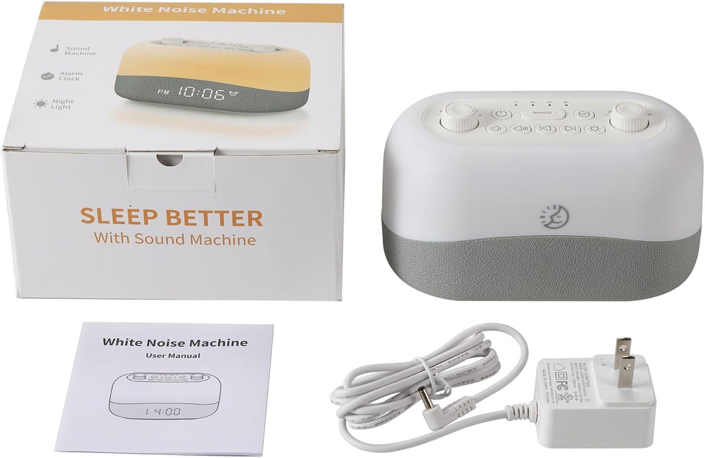 SleepZM Sleep ZM White Noise Machine with 29 Sounds + 16 Colors Digital Alarm Clock & Amber Night Light for Blue Light Blocking, Gentle Wak…