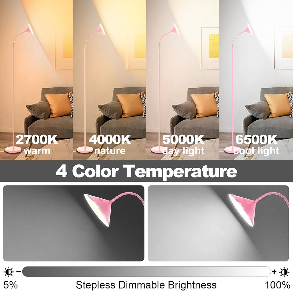 Floor Lamp, 18W Upgraded Bright LED Floor Lamps for Living Room Bedroom with Gooseneck Stepless Dimming & Color 76inch Tall Standing Lamp…