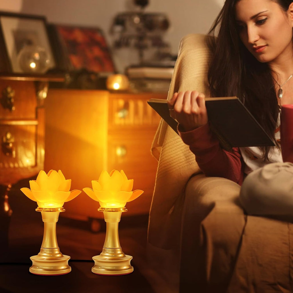6.5inch 1 Pair-7 Color LED Lotus Flower Lamp - Lotus Buddhist Lamp Lights, Buddha Lamp Light with Adjustable Switch for Buddhist…
