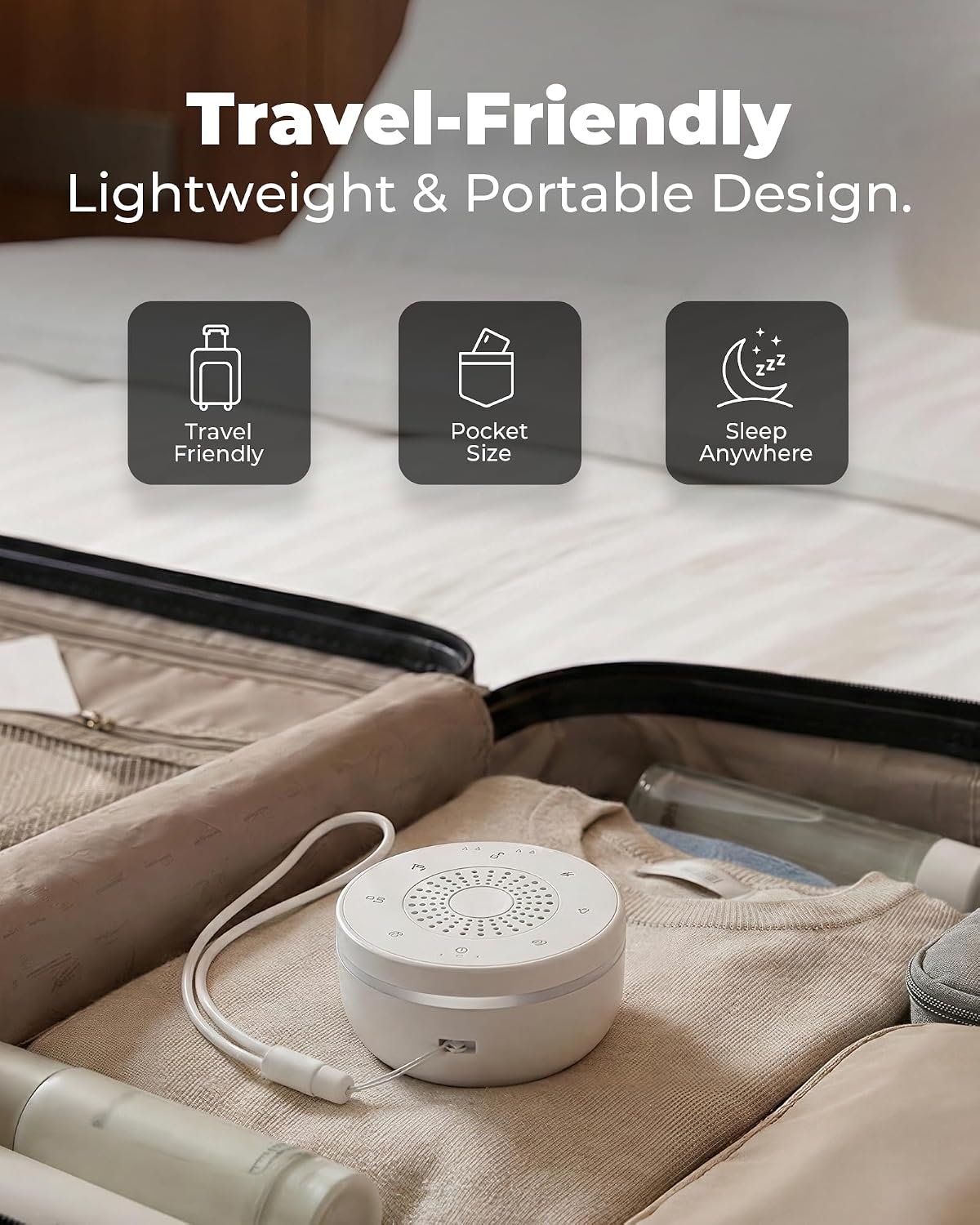 hazen White Noise Sound Machine for Sleep, Portable White Noise Sound Machine with 30 Soothing Sounds, 3 Timers, Night Light, Memory…