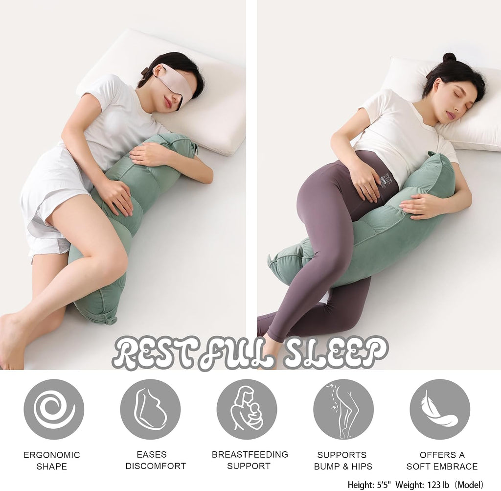 Peallow(Pat. Pend) – Long Round Body Pillow for Adults, Bolster Pillow for Sleeping, Soft and Supportive Pillow for Sleeping & Lumbar…