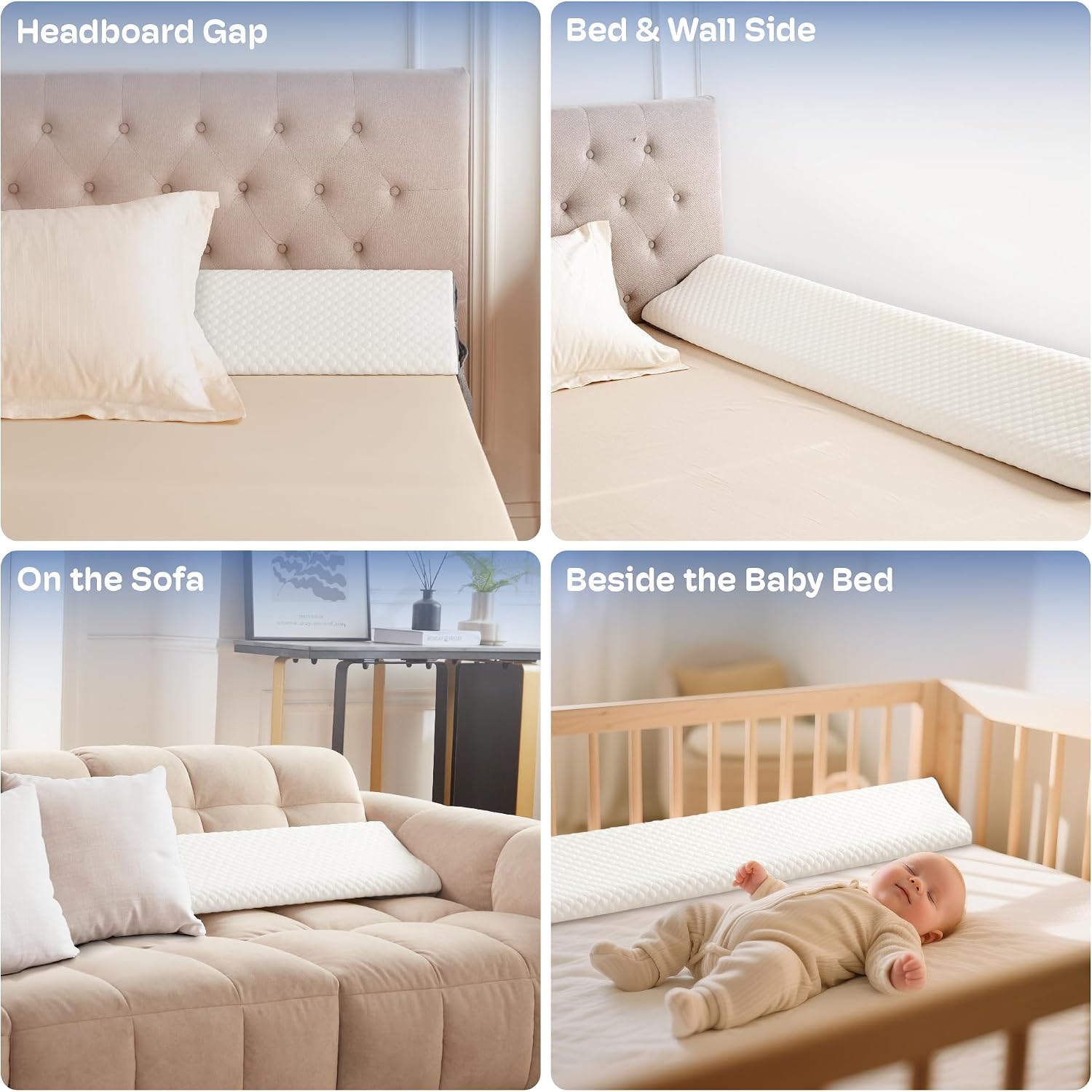 Simpledad Twin Size Bed Wedge Pillow Headboard, Pillow Wedge for Headboard Gap(0-8"), Mattress Gap Filler Wedge, Stop Items Falling and Get…