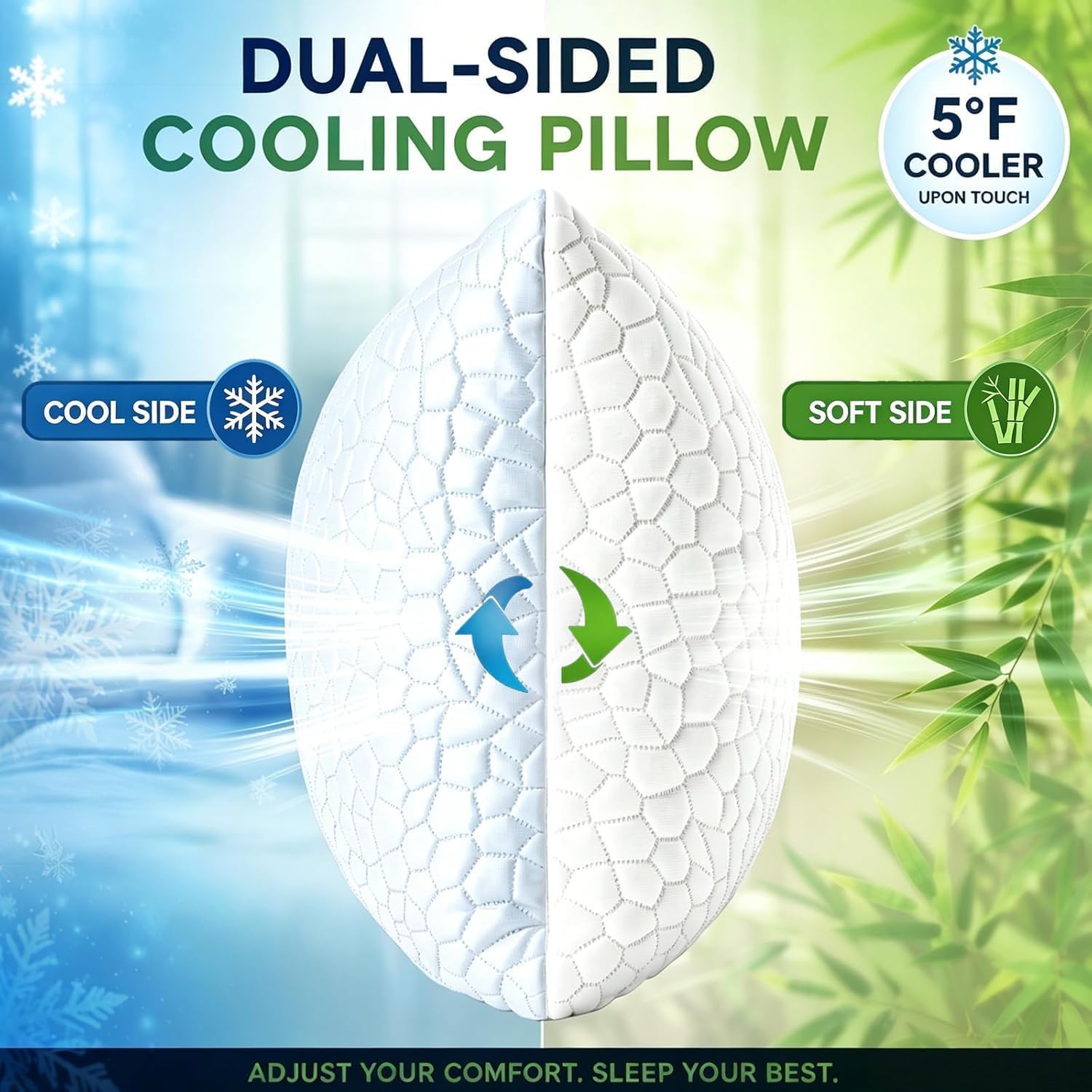 Supamodern Cooling Bed Pillows for Sleeping 1 Pack Shredded Memory Foam Pillows Adjustable Cool Pillow 1 Pack white